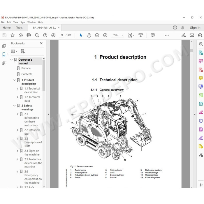 Liebherr Excavator A924 Rail Litronic Generation 6 / Tier 4 service manual