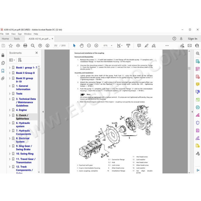 Liebherr Wheeled Excavator A308 A310 A310B A312 A316 Tier 2 service manual