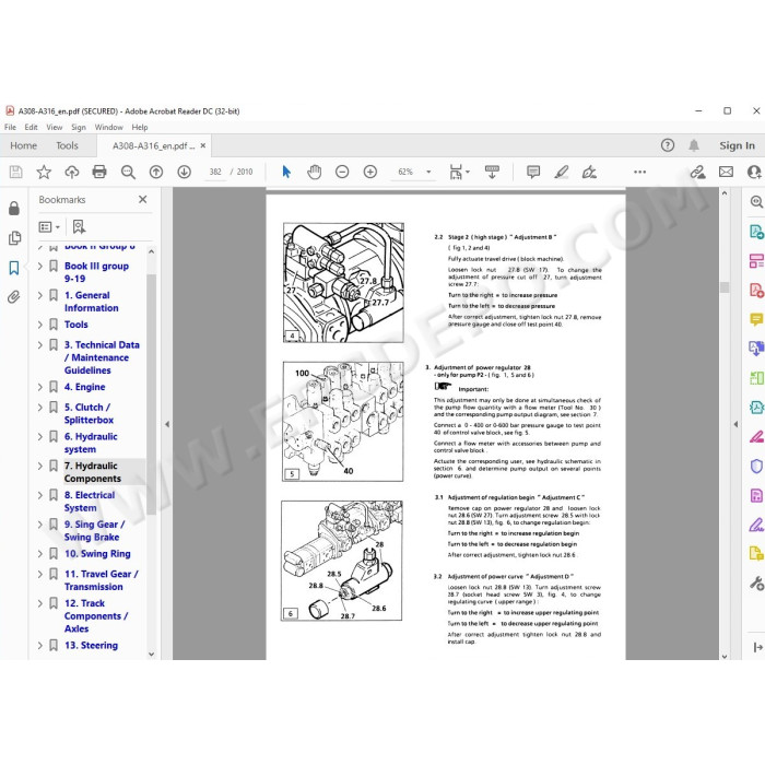 Liebherr Wheeled Excavator A308 A310 A310B A312 A316 Tier 2 service manual
