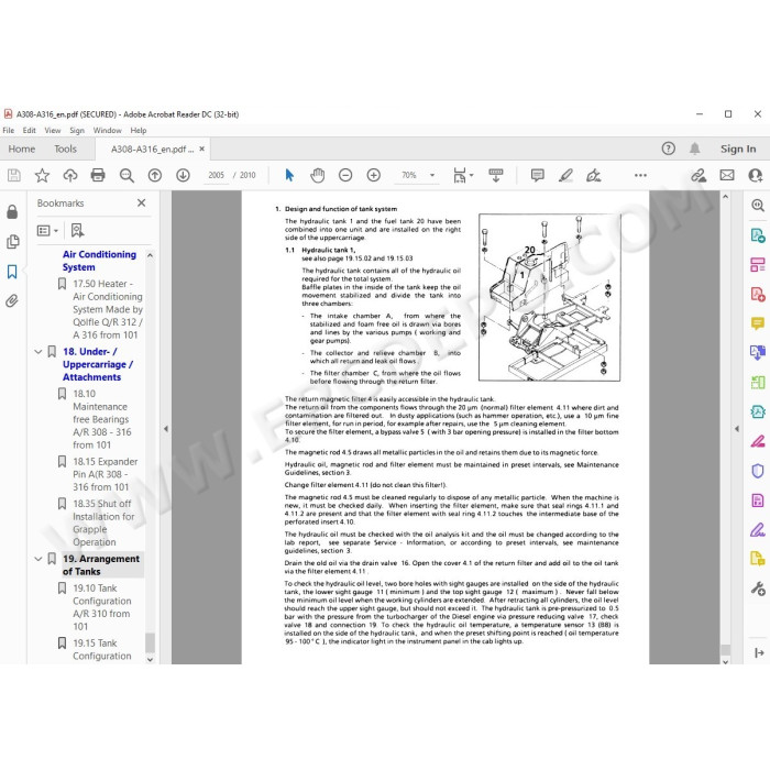 Liebherr Wheeled Excavator A308 A310 A310B A312 A316 Tier 2 service manual