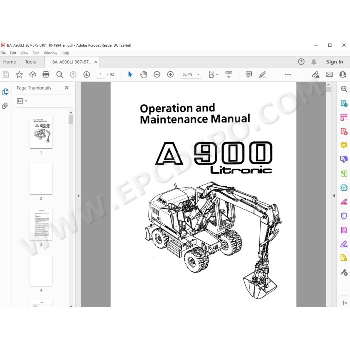 Liebherr Wheeled Excavator A900 A902 A912 A922 A932 Litronic Tier 2 service manual