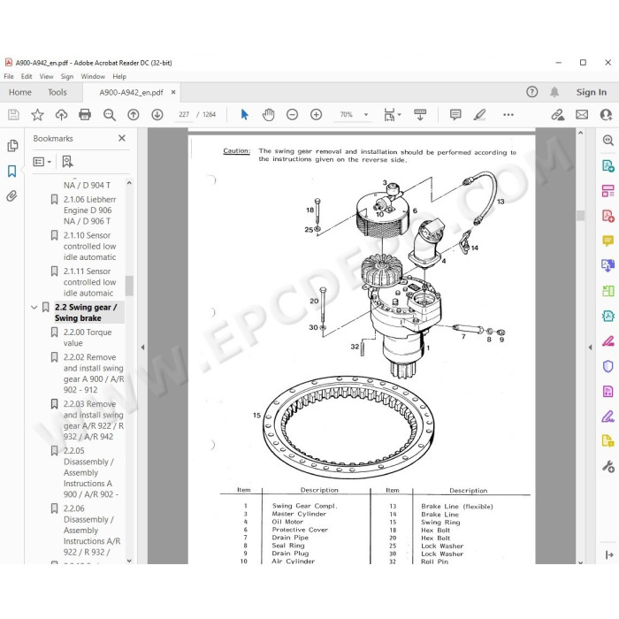 Liebherr Wheeled Excavator A900 A902 A912 A922 A942 Tier 2 service manual