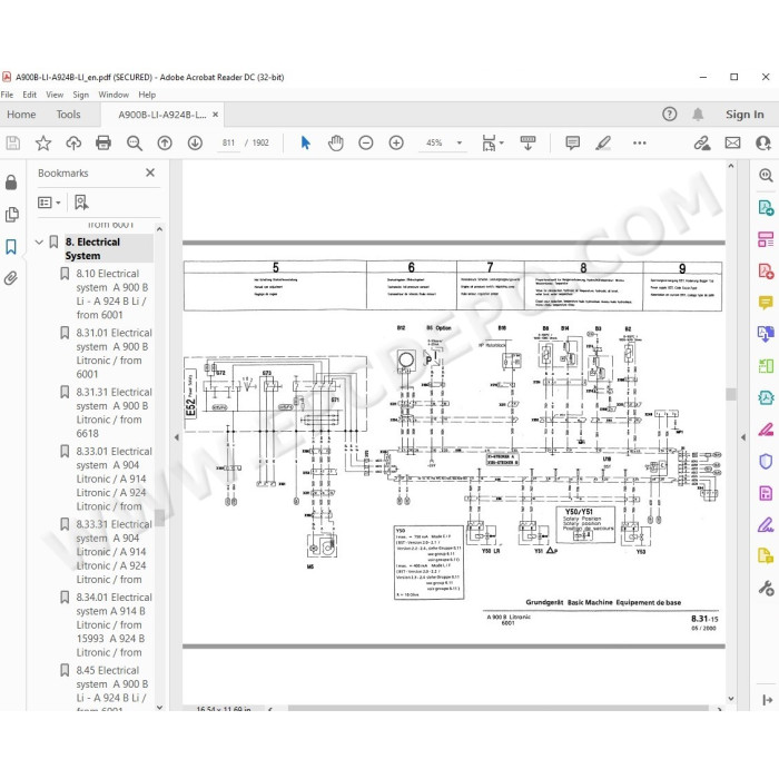 Liebherr Wheeled Excavator A900B A900 A914 A914B A924 A924B Litronic Tier 2 service manual