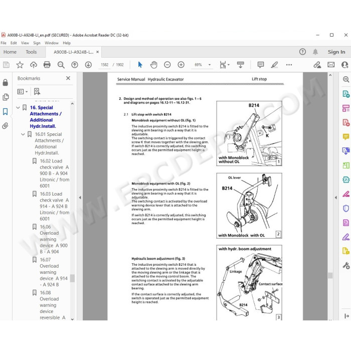 Liebherr Wheeled Excavator A900B A900 A914 A914B A924 A924B Litronic Tier 2 service manual