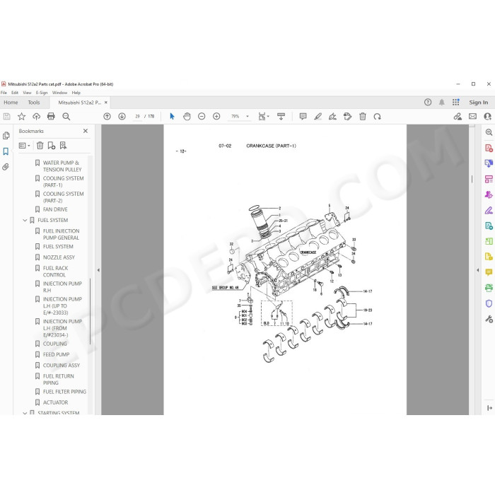 Mitsubishi Engine S12A2 parts + workshop service manual