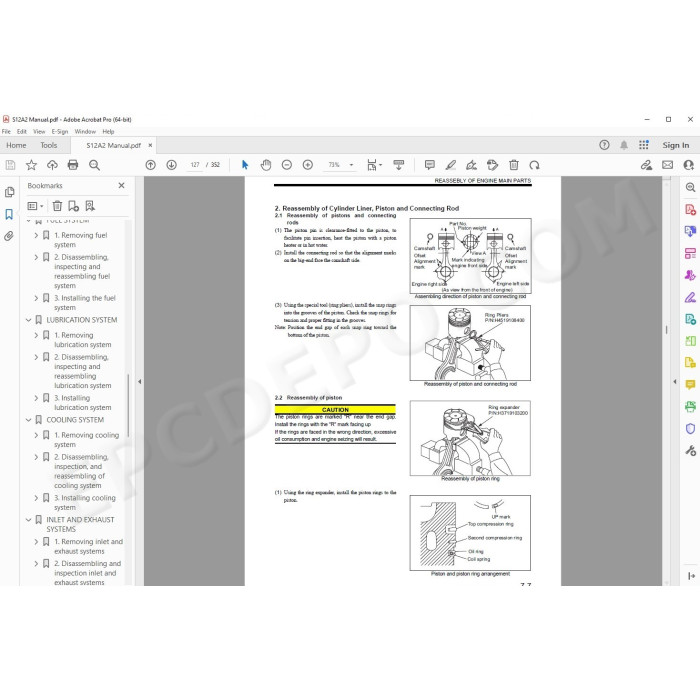 Mitsubishi Engine S12A2 parts + workshop service manual