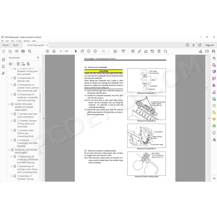 Mitsubishi Engine S12A2 parts + workshop service manual