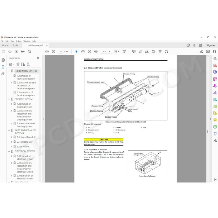 Mitsubishi Engine S6R parts + workshop service manual