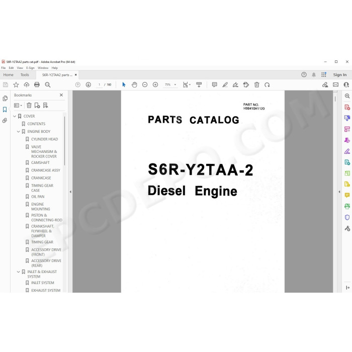 Mitsubishi Engine S6R parts + workshop service manual