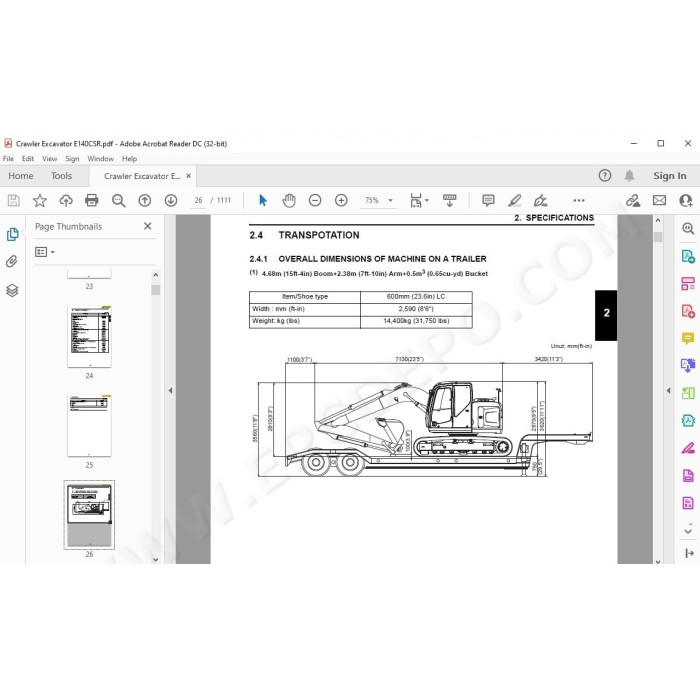 New Holland Excavator E140CSR service manual