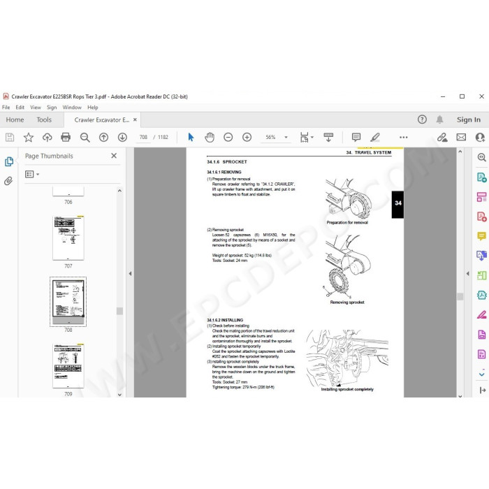 New Holland Excavator E225BSR E225BSRLC Rops Tier 3 service manual