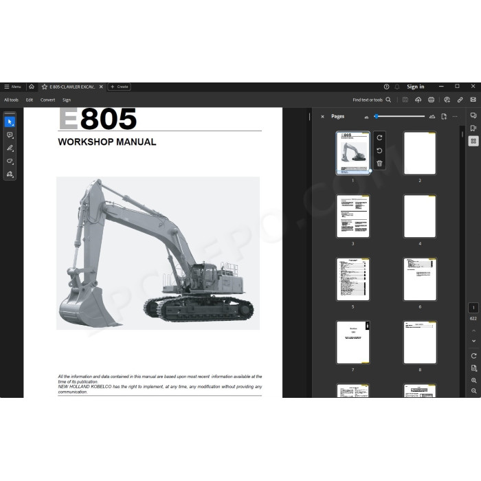 New Holland Excavator E805 service manual