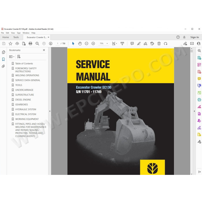 New Holland Excavator EC130 service manual