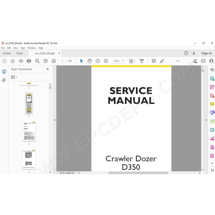 New Holland Crawler Dozer D350 service manual