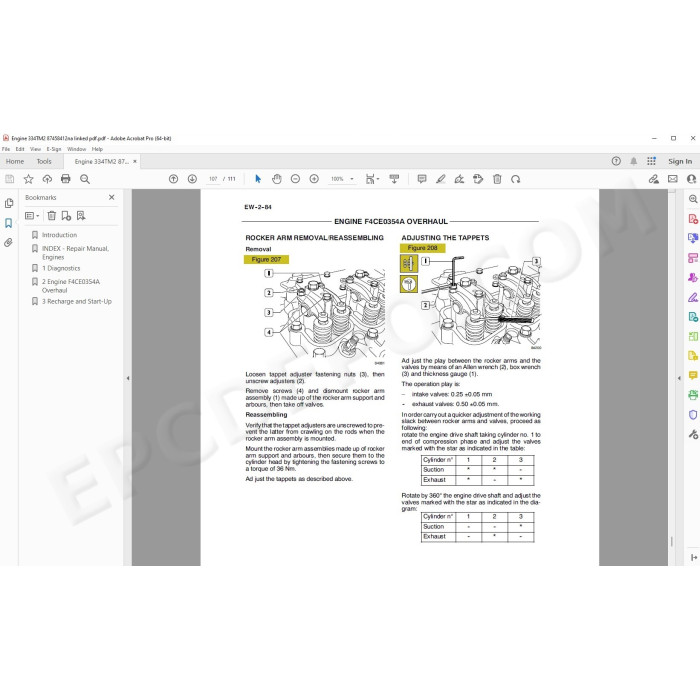 New Holland Engine 334T/M2 F4CE0354A service & repair manual