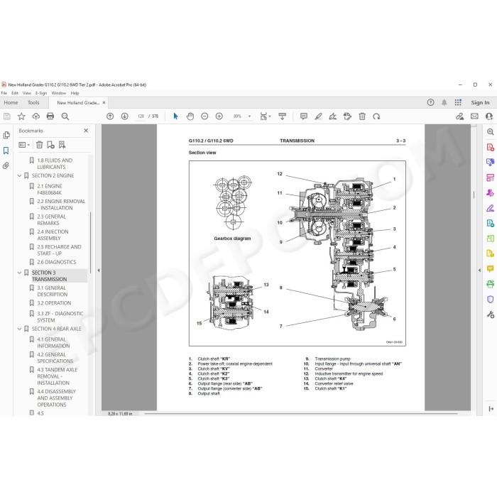 New Holland Motor Grader G110.2 Tier 2 service manual