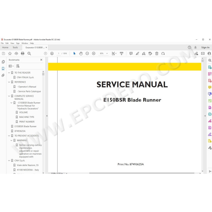 New Holland Excavator E150BSR Blade Runner service manual