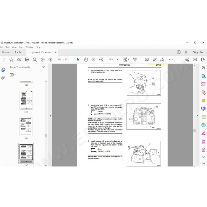 New Holland Excavator E175B E195B service manual