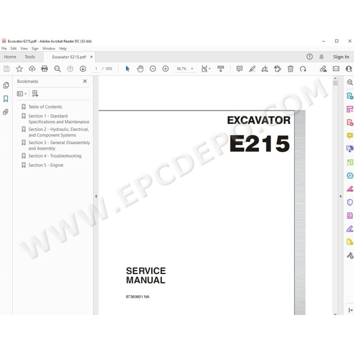 New Holland Hydraulic Excavator E215 service manual