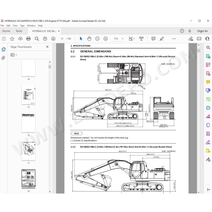 New Holland Excavator E215B E265B E385B service manual