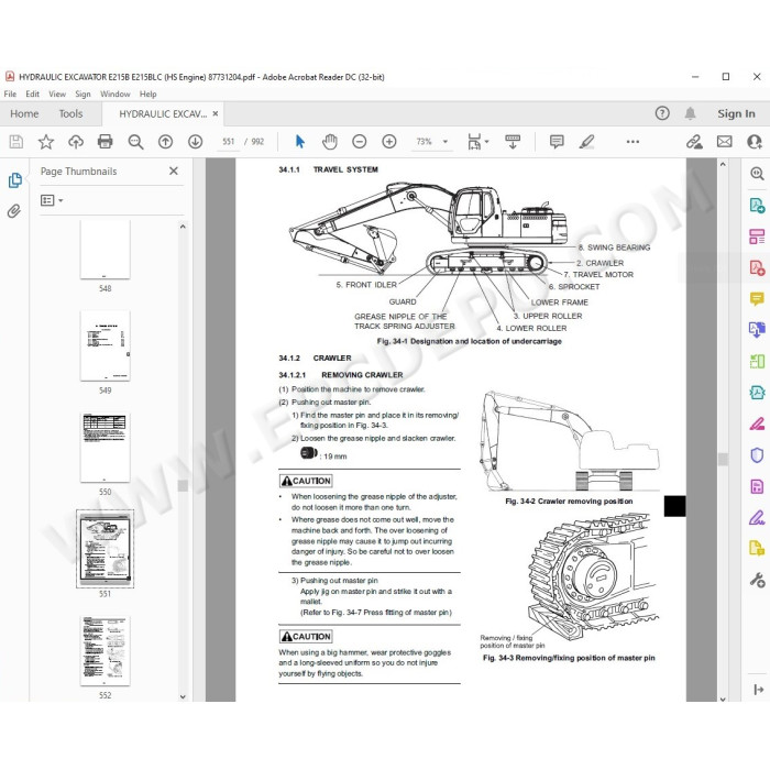 New Holland Excavator E215B E265B E385B service manual