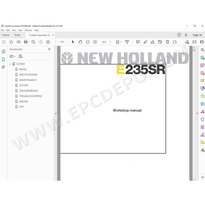 New Holland Excavator E235SR service manual