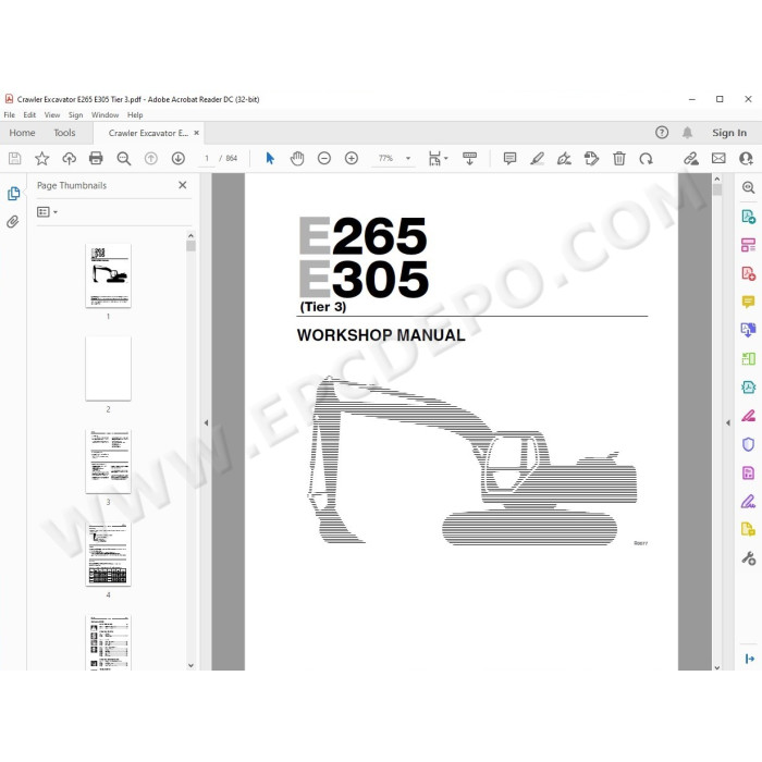 New Holland Excavator E265 E305 Tier 3 service manual