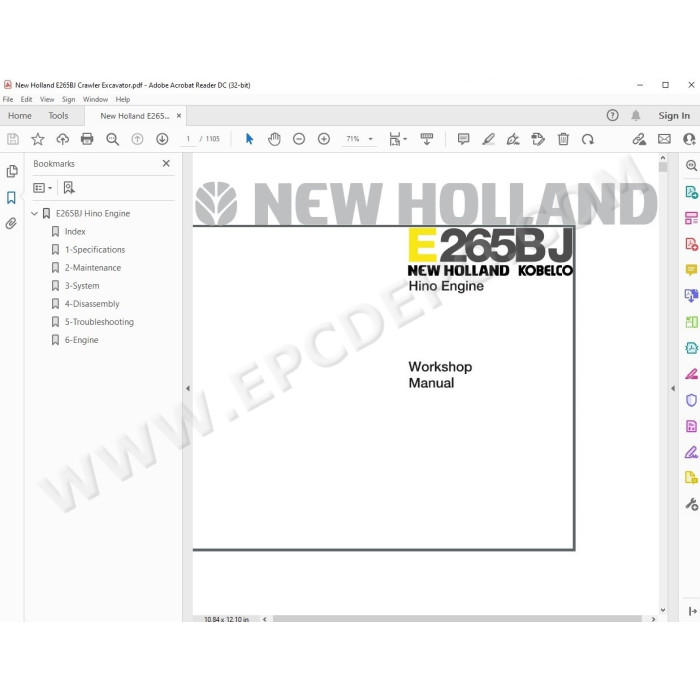 New Holland Excavator E265BJ service manual