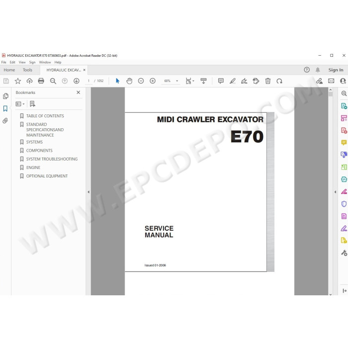 New Holland Midi Hydraulic Excavator E70 service manual