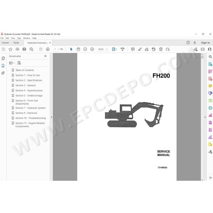 Fiat Hitachi Hydraulic Excavator FH200 service manual
