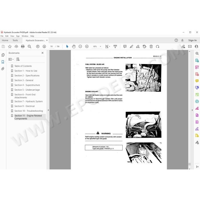 Fiat Hitachi Hydraulic Excavator FH200 service manual
