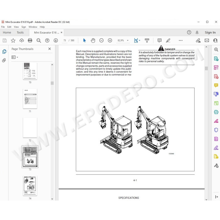 New Holland Mini Excavator E16 E18 service manual