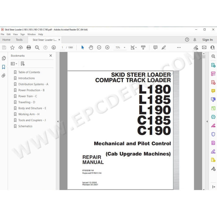 New Holland Skid Steer Loader L180 L185 L190 C185 C190 service manual