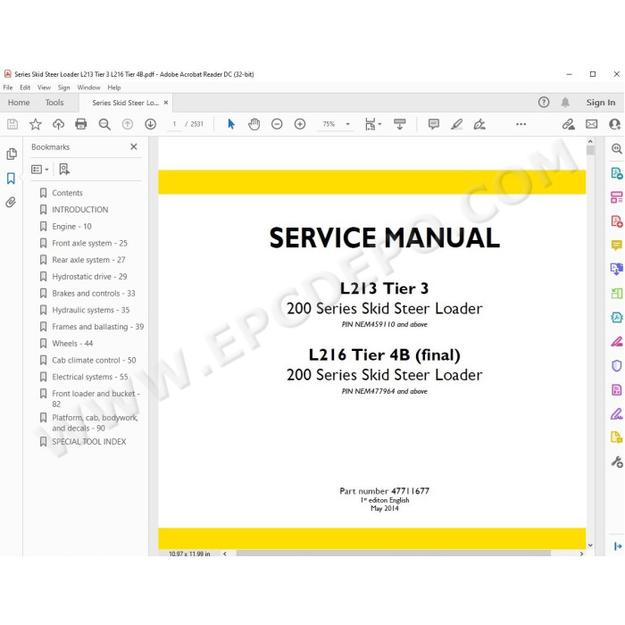 New Holland Skid Steer Loader L213 Tier 3 L216 Tier 4B service manual