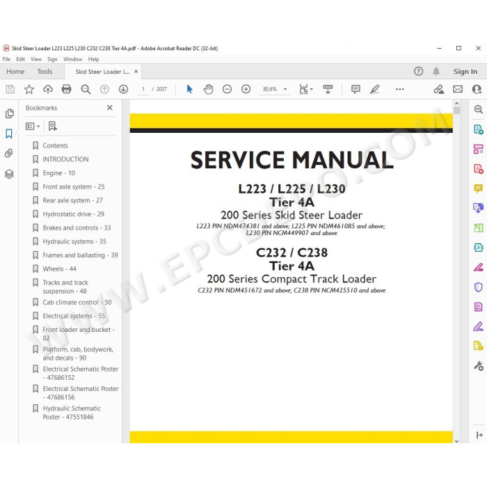 New Holland Skid Steer Loader L223 L225 L230 Tier 4A service manual