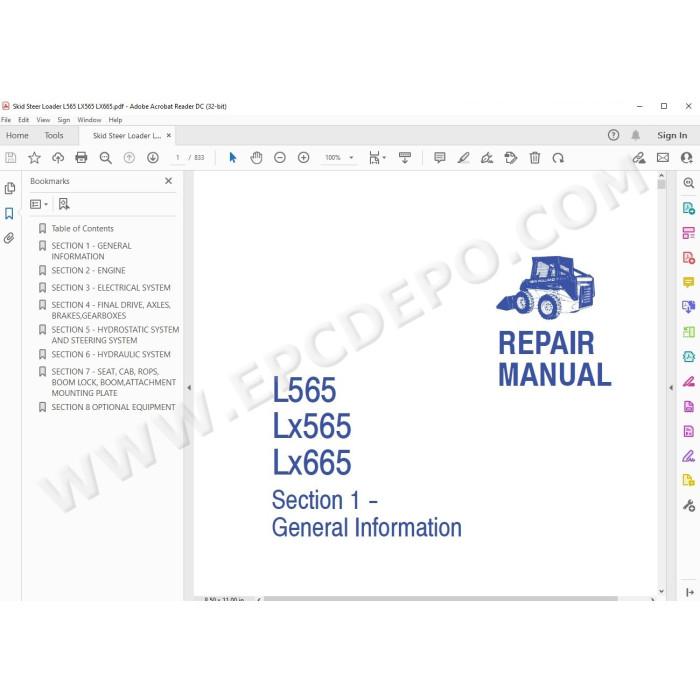 New Holland Skid Steer Loader L565 Lx565 Lx665 service manual