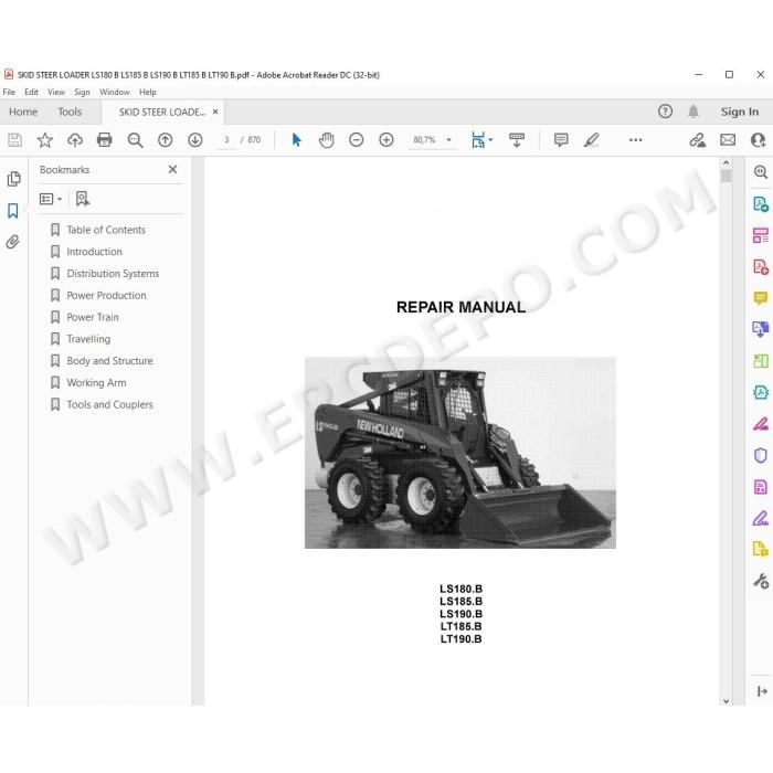 New Holland Skid Steer Loader LS180.B LS185.B LS190.B LT185.B LT190.B service manual