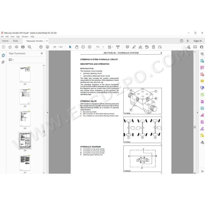 New Holland Telescopic Handler LM1133 service manual