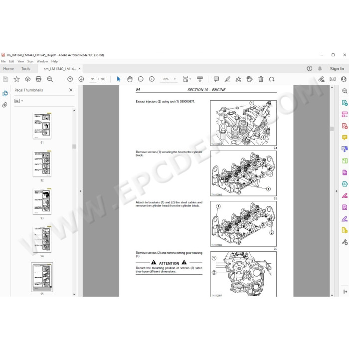 New Holland Telescopic Handler LM1340 LM1343 LM1345 LM1443 LM1445 LM1743 LM1745 Turbo service manual