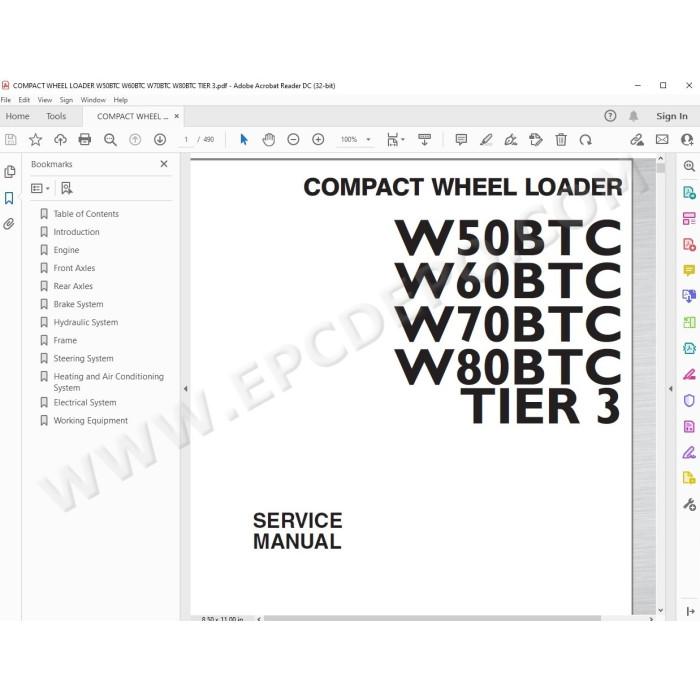 New Holland Wheel Loader W50BTC W60BTC W70BTC W80BTC Tier 3 service manual