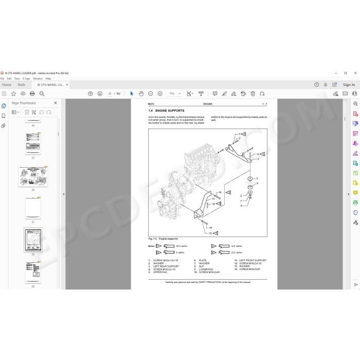 New Holland Wheel Loader W270 service manual