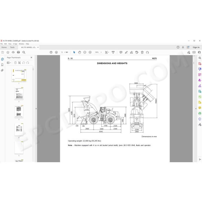 New Holland Wheel Loader W270 service manual