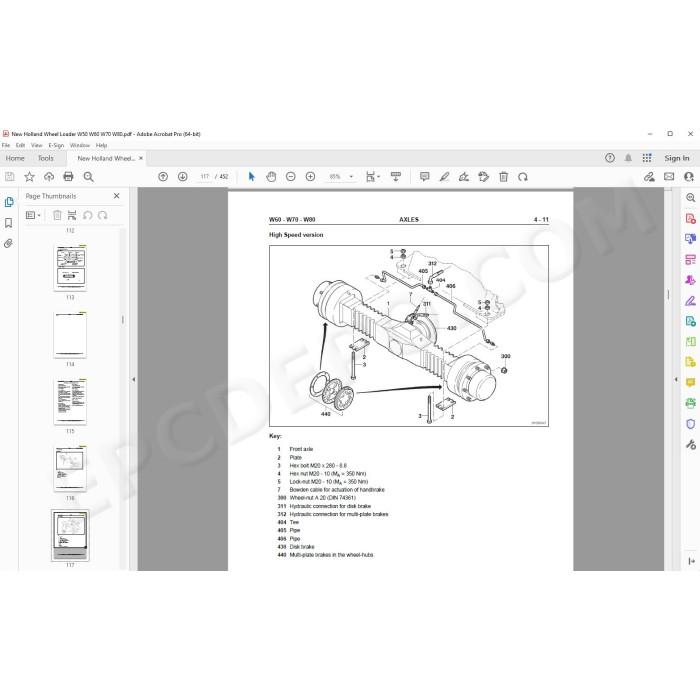 New Holland Wheel Loader W50 W60 W70 W80 service manual