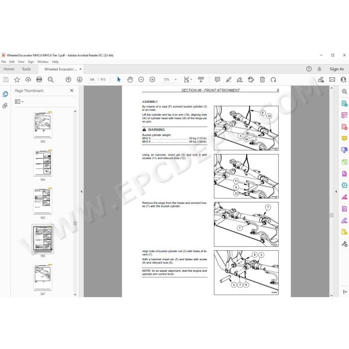 New Holland Wheeled Excavator MH2.6 MH3.6 Tier 3 service manual