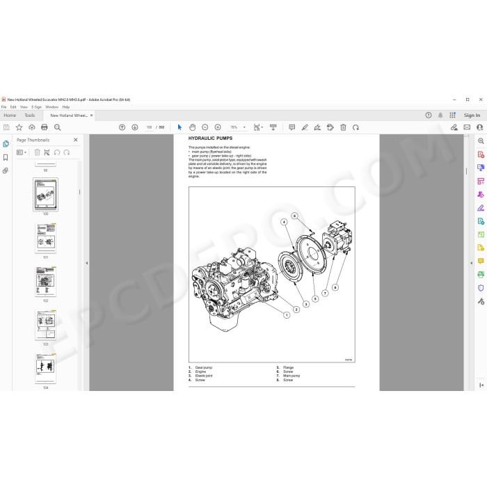 New Holland Wheeled Excavator MH2.6 MH3.6 service manual