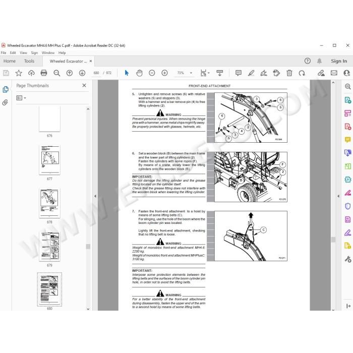 New Holland Wheeled Excavator MH4.6 MHPlusC service manual