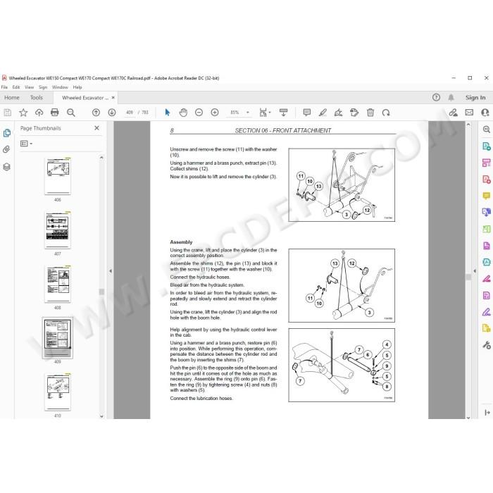 New Holland Wheeled Excavator WE150 WE170 WE170C Compact / Railroad service manual