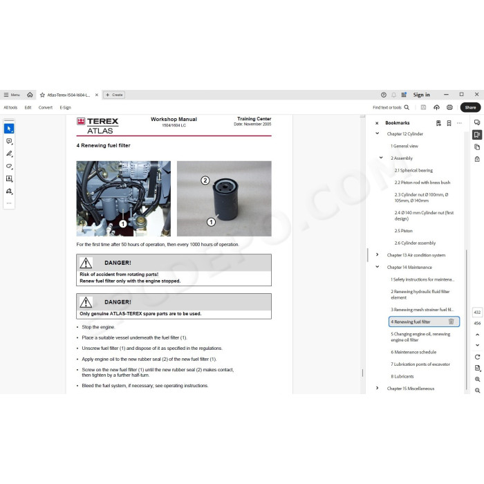 Atlas-Terex Excavator 1504 1604 LC  workshop service manual