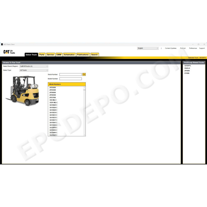 Caterpillar Forklift MCFA EPC spare parts catalog 2025