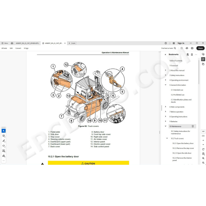 Caterpillar Forklift MCFA EPC spare parts catalog + service & repair 2025